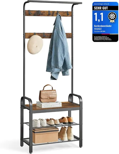 VASAGLE Garderobenständer, Garderobe, mit Schuhb